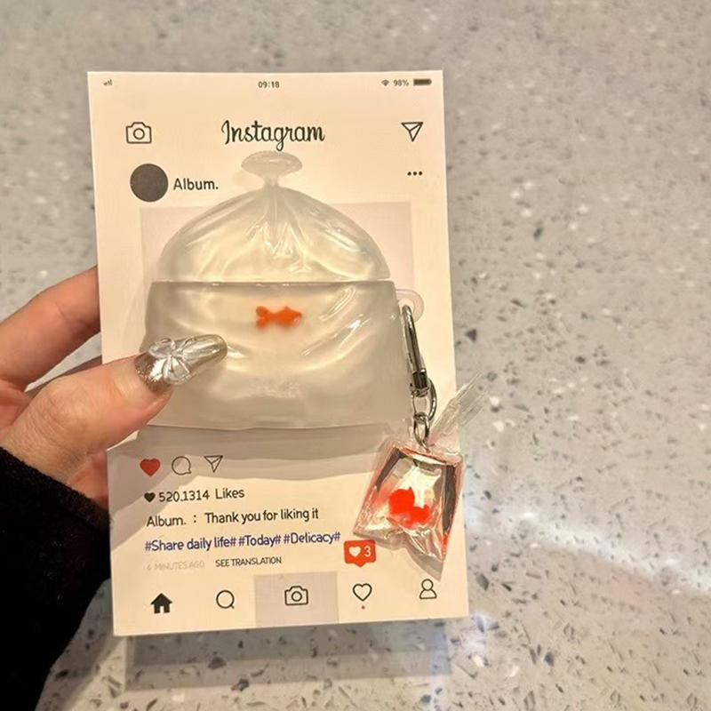 Creative Silicone Fish Bag Bluetooth Earbuds Case Charging Box Protective Earphone Case Cover Suitable For Airpods 4