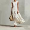 2026 spring and summer new sleeveless dress women's cotton and linen blended irregular hem temperament vacation dress