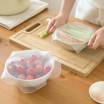 Küche Anpassbare Silikondeckel Wiederverwendbare Silikonabdeckung Schüssel Lebensmittelverpackung Dichtung Vakuumdeckel Stretch Multifunktionale Frischhaltung