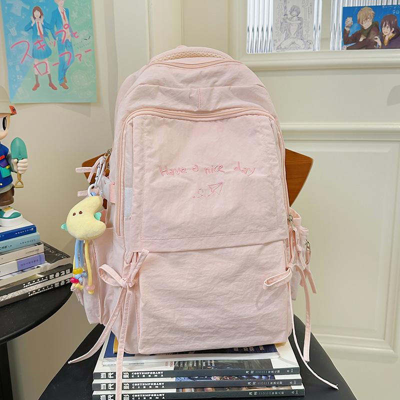 Urocza Mała Świeża Letnia Nowa Haftowana Lekka Duża pojemność Torba Studencka Torba na Komputer Plecak Podróżny Plecak.