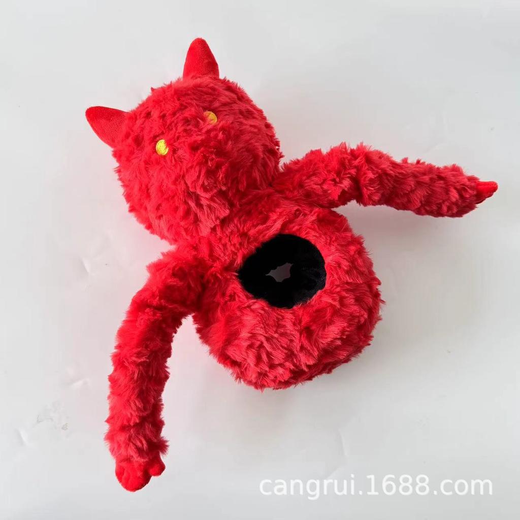 Roblox Scary Baboon Plush Red Fluffy Hollow Body Cute Horned Soft Stuffed Animal Peripheral Birthday Gift Toy For Children