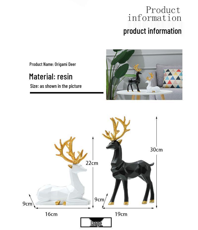 Nordic Resin Origami Elk Ornament for Living Room Decoration - Housewarming Gift