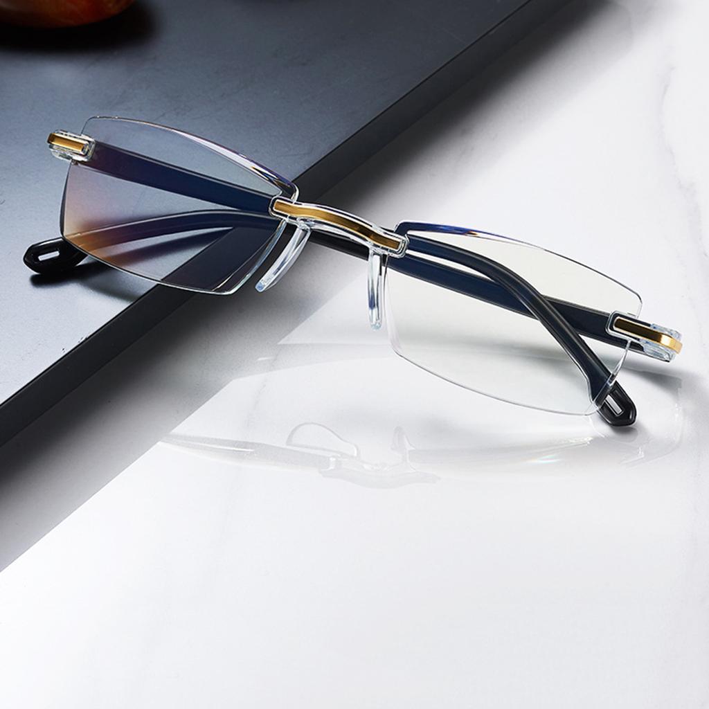 New Frameless Border Blue Reading Glasses Stall Glasses Men's Integrated Ultra-light Farsighted Glasses