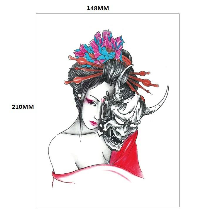 Traditionelle schöne Frau Charakter Tränen Geisha Farbe Wasser Transfer Blume Arm Anti-Real Tattoo Aufkleber Tattoo