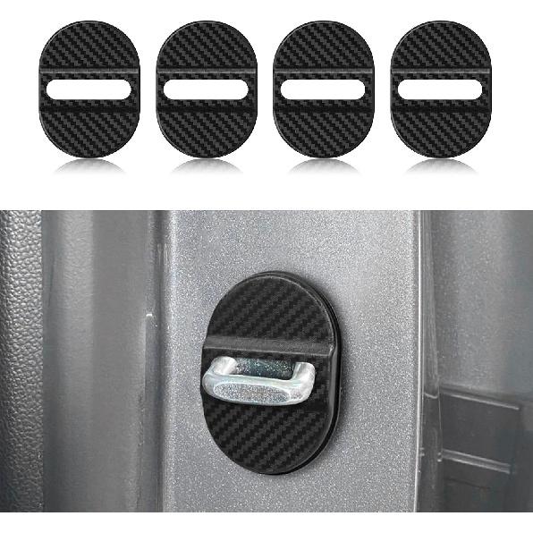 wuyaoyao 4PCS Car Door Latch Lock Cover, Carbon Fiber Car Door Lock Latches Cover, Automotive Door Latch Guard, Self-Adhesive Vehicle Door Latch