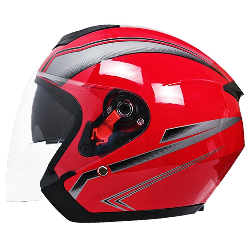 3/4 Helmet Double Lens Half Helmet Electric Car Helmet Men and Women Four Seasons Universal Riding Safety Helmet