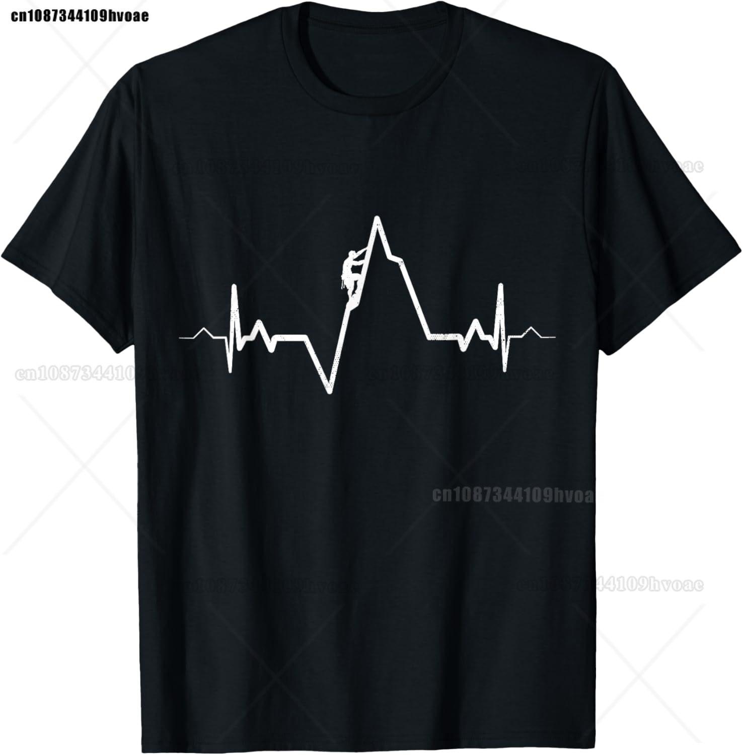 Climbing TShirt Heartbeat Rock Mountain Bouldering Gift TShirt - Men s Summer Cotton Graphic Tee S разноцветный