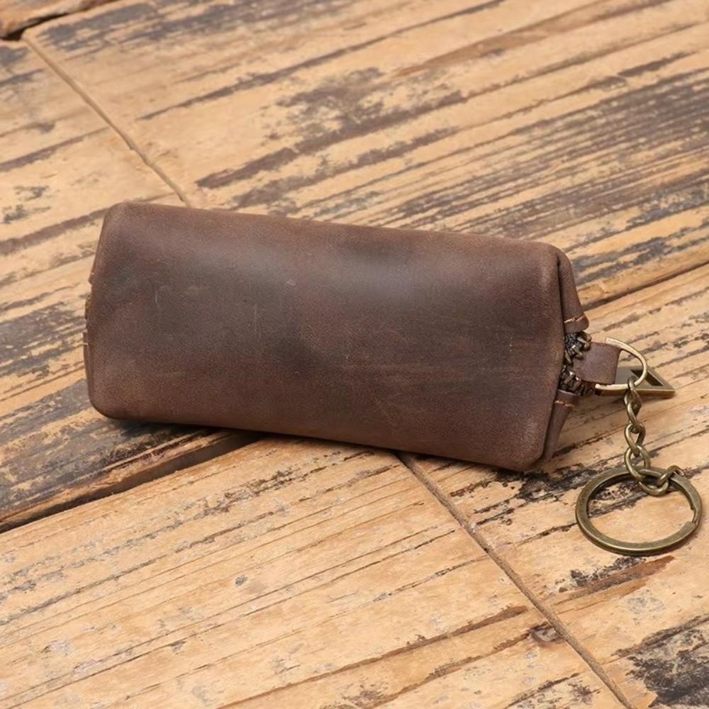 Anti-lost Men Key Ring Pouch Thin Car Key Bag Small Hanging Pouch Mini Leather Coin Purse Shopping