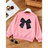 Kids Crewneck Sweatshirt, Cute Black Lace Bow Print
