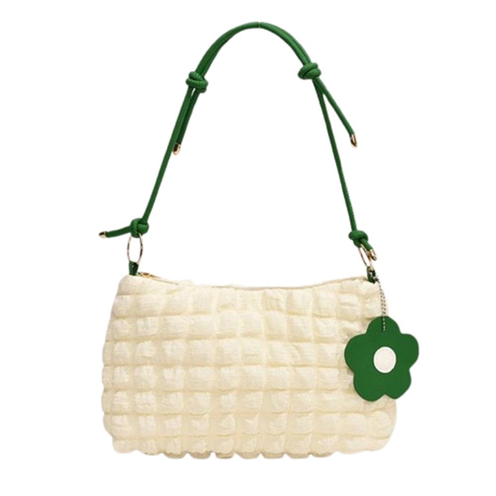 

Простая сумка-плиссе Cloud большой вместимости, женская на плечо, легкая сумка-пузырь Cloud, женская белый/зелёный