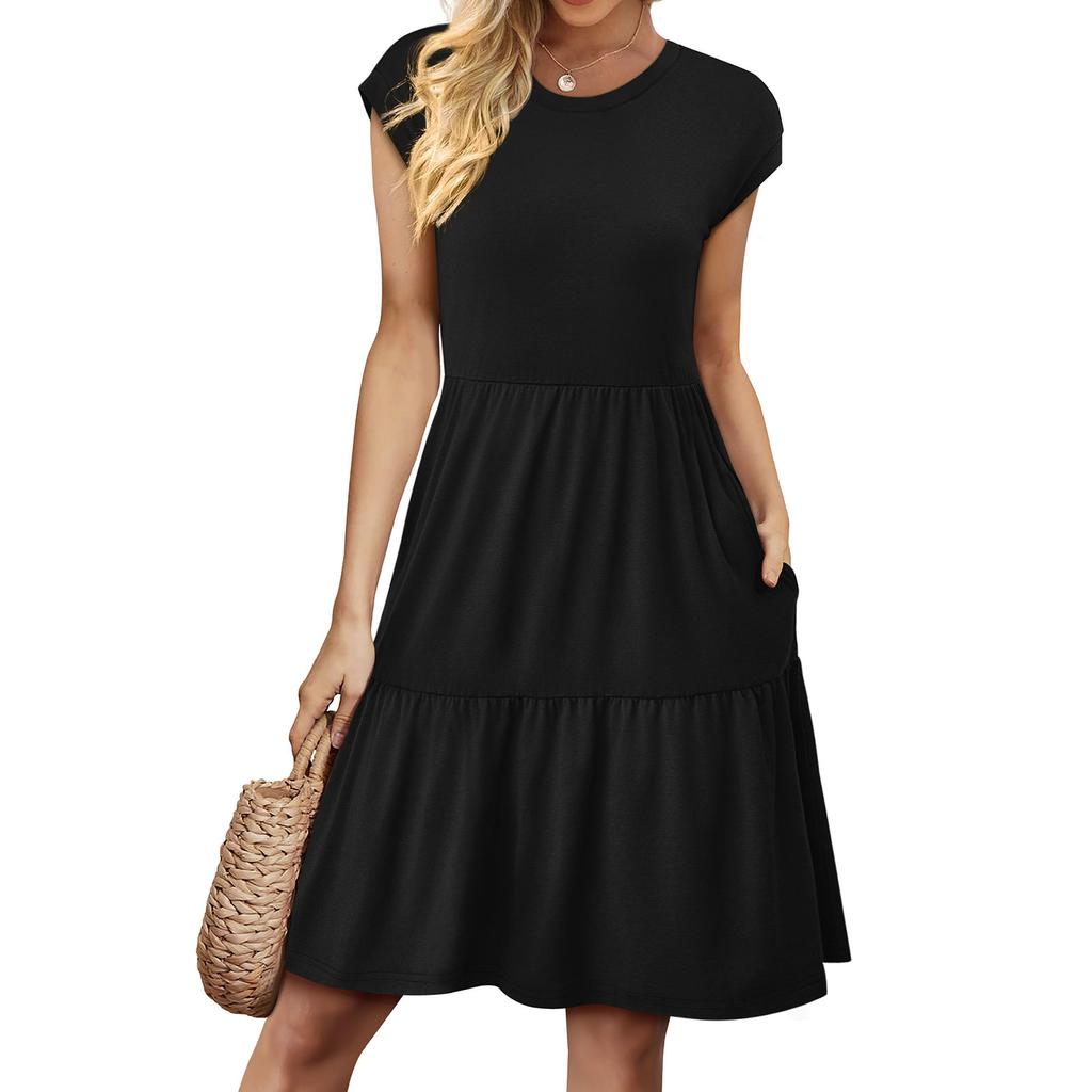 Women's Casual Minimalist Beach Resort Short-Sleeve Dress