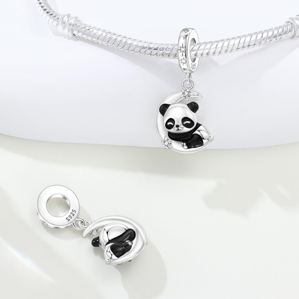 Copper Sleeping Panda Animal Beads Original Pendants Bracelet Charm Jewelry Party Diy Trendy Gifts