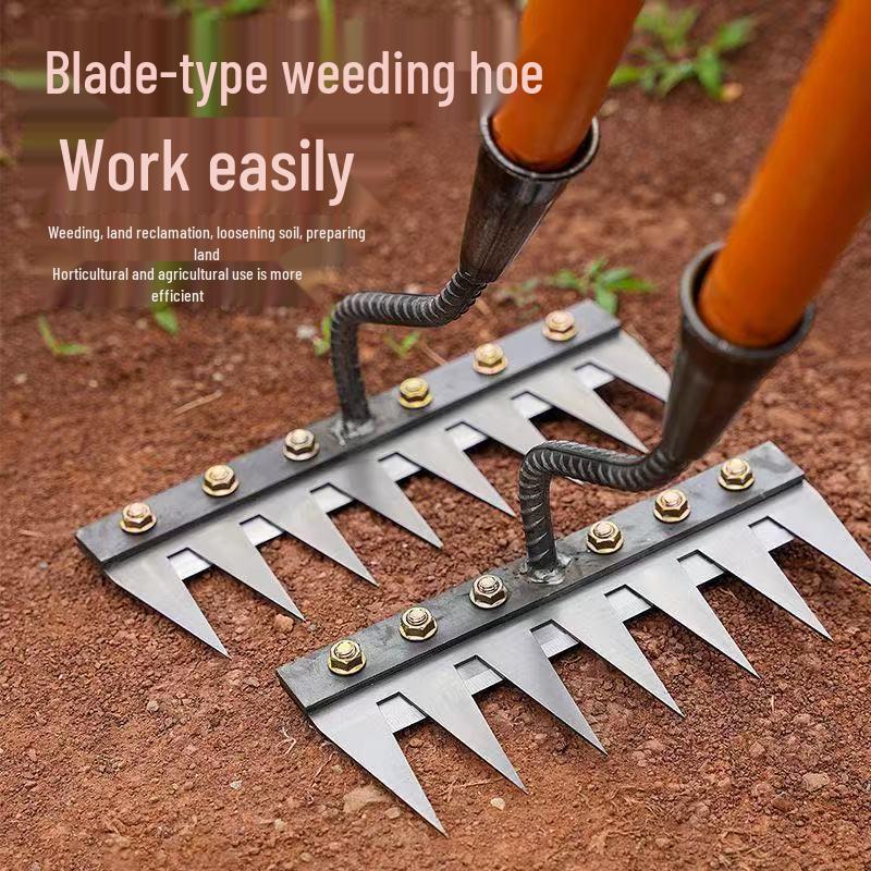 Garden Soil Loosening & Weeding Rake with Blade Hoe