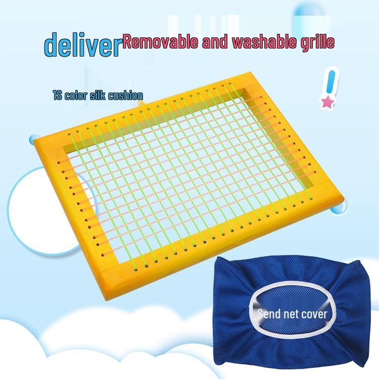 Almofada de Cadeira de Verão Respirável em Malha com Estrutura de Madeira