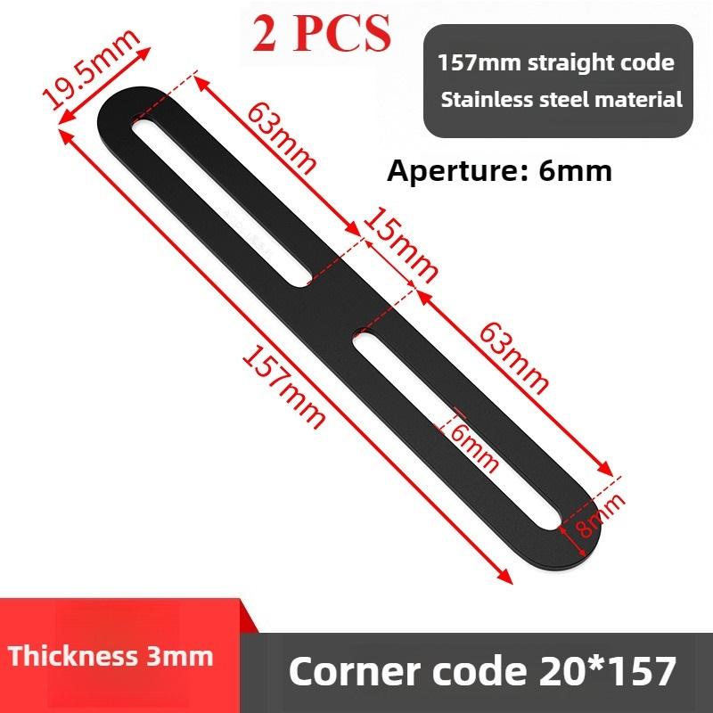 Black Stainless Steel Adjustable Angle Code Long Hole Activity 90 ° Right Angle Furniture Fixer L-shaped Shelf Bracket Connector