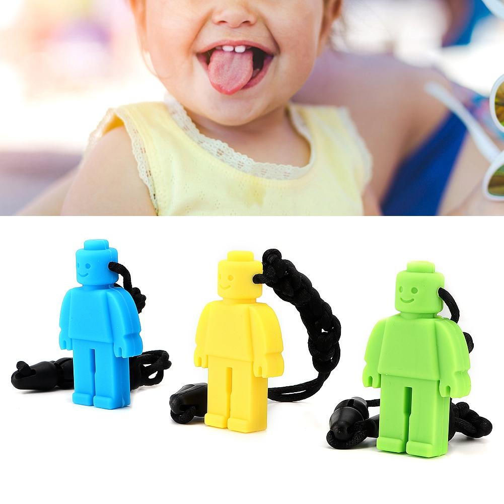 Silikon Oral Sensoriskt Tugghalsband Designat för Tandvård Autism Bitande Blågrön gul