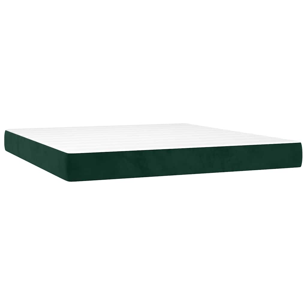 Box Spring Bed with Mattress Dark Green 160 x 200 cm Velvet