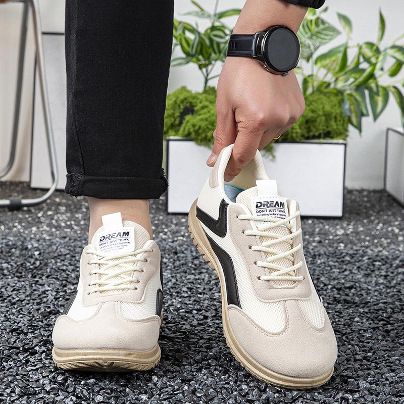 Vintage Flat Bottom Mens Retro Training Sneakers Colorblock Casual Sports Running Shoes