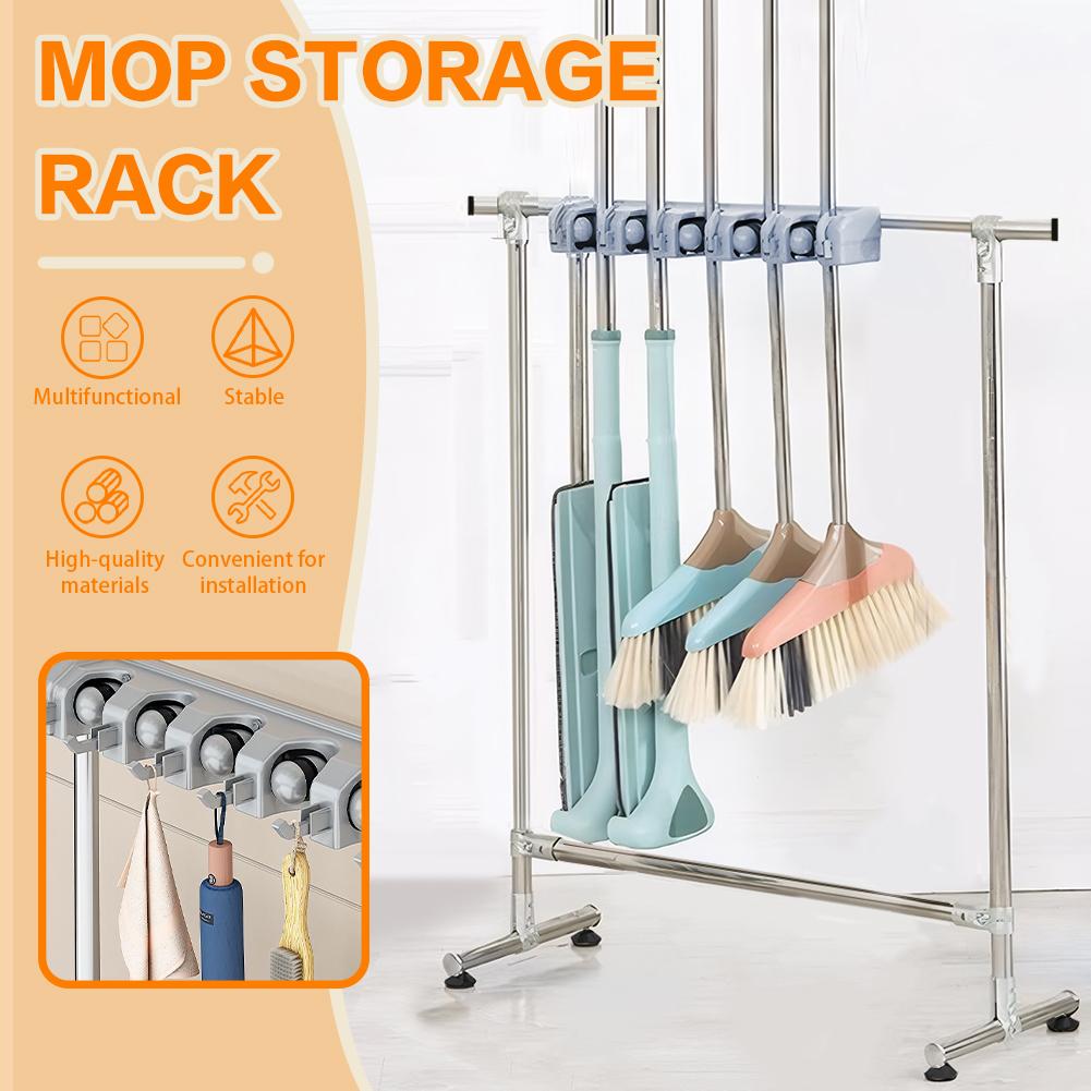 Estante de Almacenamiento para Mopas Desmontable Organizador de Escobas de Pie Resistente al Desgaste Soporte Multifuncional para Mopas para Almacenamiento en Cocina del Hogar