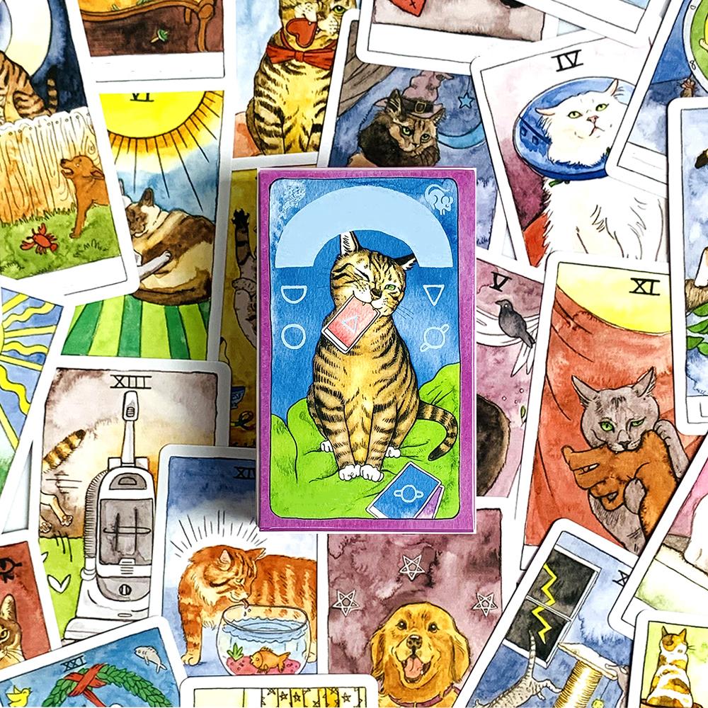Tarot Cards 78pcs Cards Cute Tarot Deck English Visions Divination Borad Games For Family Friends ,Halloween and Christmas Gifts