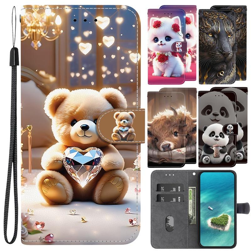 Für Apple 17 Tier Hülle Löwe Panda Leder Handyhülle Für iPhone 17 Pro Max Air Wallet Flip Coque Karte Magnetisch Schutzhüllen