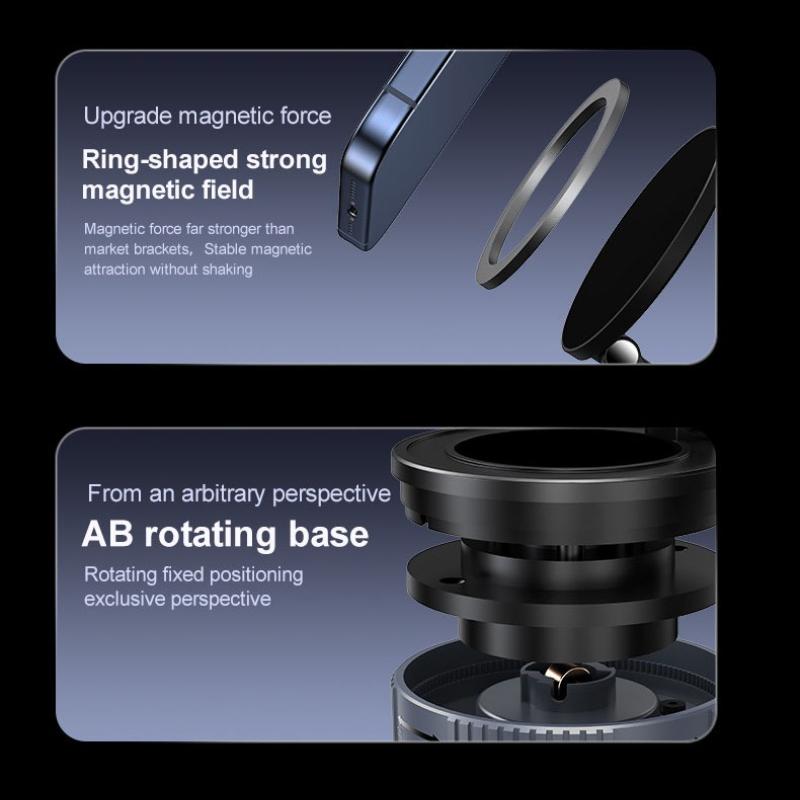 Foldable Car Magnetic Phone Holder Vacuum Suction Stand 720° Rotation For Car Center Control Screen Tesla iPhone Samsung Xiaomi