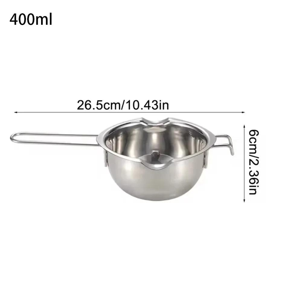 400/600ml Candle Wax Melting Boiler Pot Melting Chocolate Heat Resistant Handle Candle Making Supplies Stainless Steel Bowl