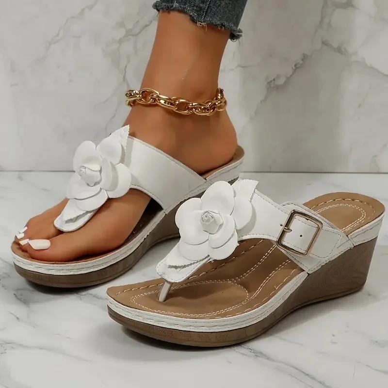 Fashion Women Slippers Summer Outdoor Anti-slip Sandals Wedge Flower Flip Flops Big Size Fashion Slippers Sexy Trend Shoes Slides Women