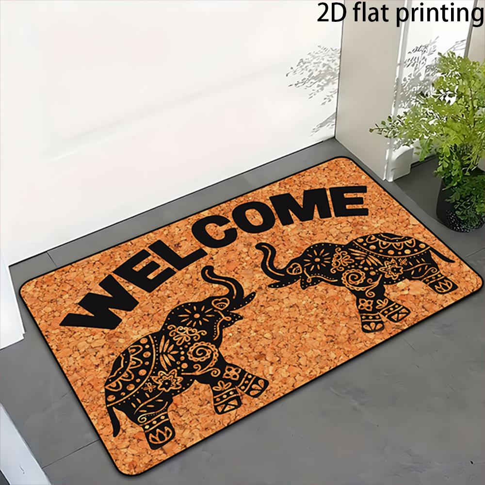 2D Flat-1PC Welcome Cork Doorway Floor Mat , Welcome mats for home decoration.