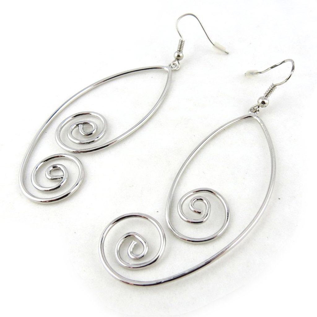 Les Trésors De Lily [N0221] - Silver 'Choreography' Designer Loops (geometric)