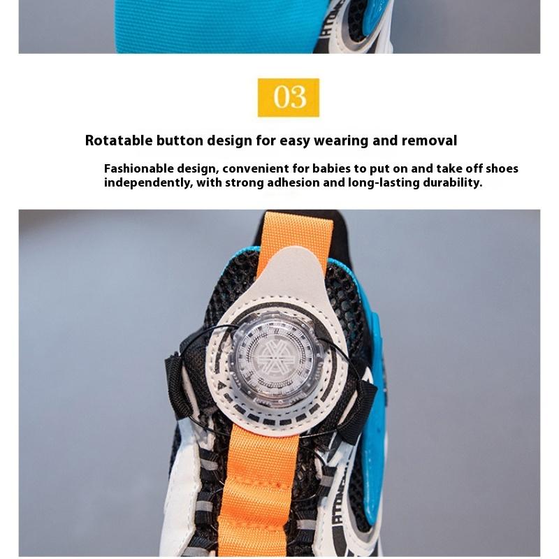 New Style Rotating Buckle Mesh Breathable Running Shoes for Boys and Girls In Spring, Summer and Autumn