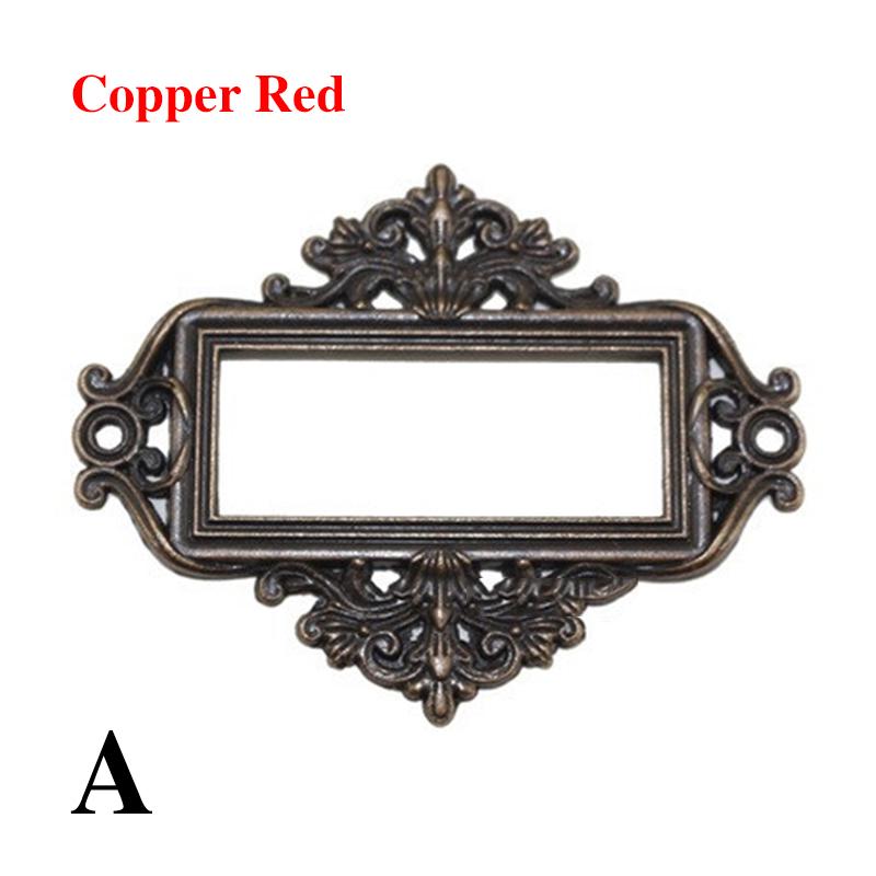 5PCs Name Card Label Frame Card Holder Antique Tags Label Holder Drawer Pull Cabinet File Vintage