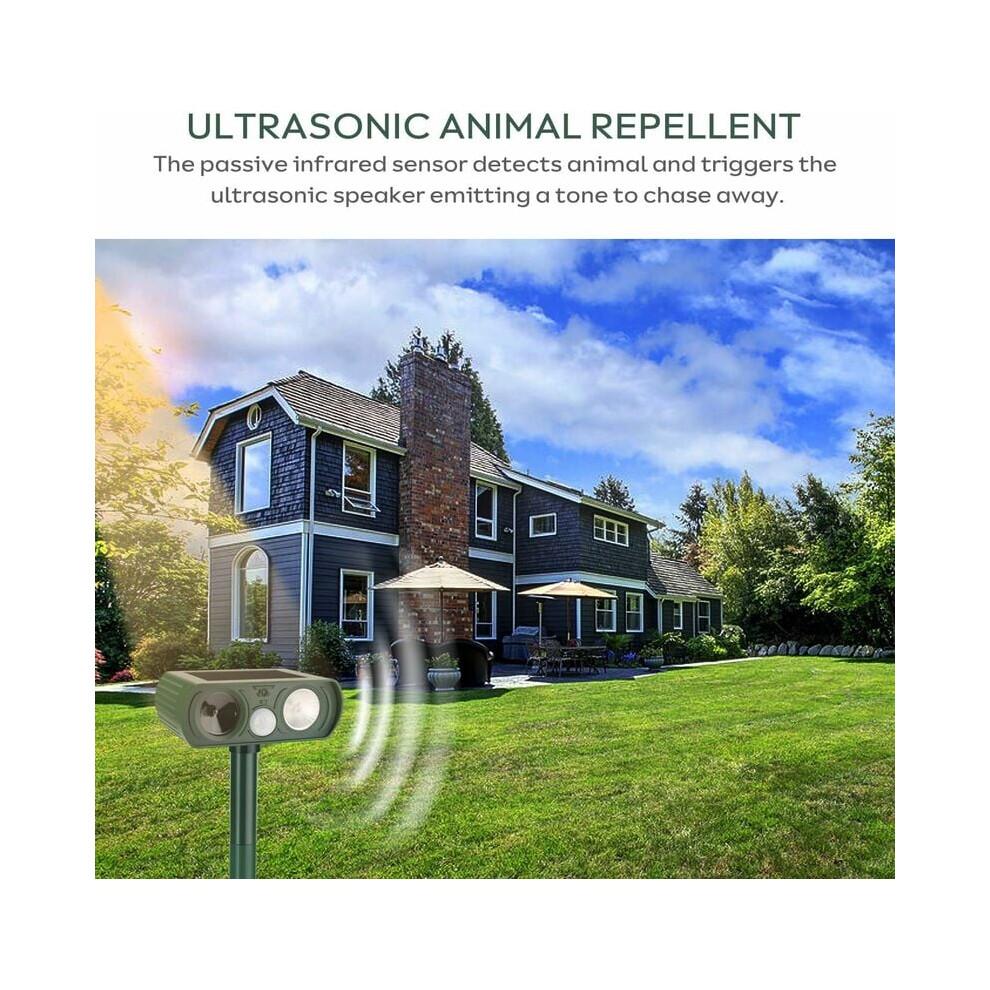 Répulsif antiparasitaire solaire durable, répulsif ultrasonique pour animaux d'extérieur, étanche, anti-chats et renards avec indicateur lumineux