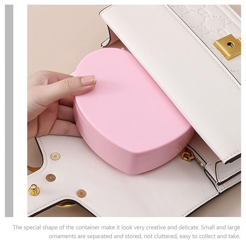 1Pcs heart-shaped jewelry box with makeup mirror, jewelry display box, pendant necklace box, can hold earrings, rings, bracelets