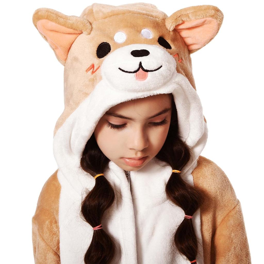 OLAOLA Shiba Inu Kigurumi Pajamas for Animal Fluffy and Warm for Indoor Cold Winter Cute Size M Kids, Costume, Use, Protection, Pajamas, Flannel,