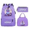 Animation Cartoon Printing Student Trend Large Capacity Backpack Casual School Bag Meal Bag Pencil Bag Three-piece Set