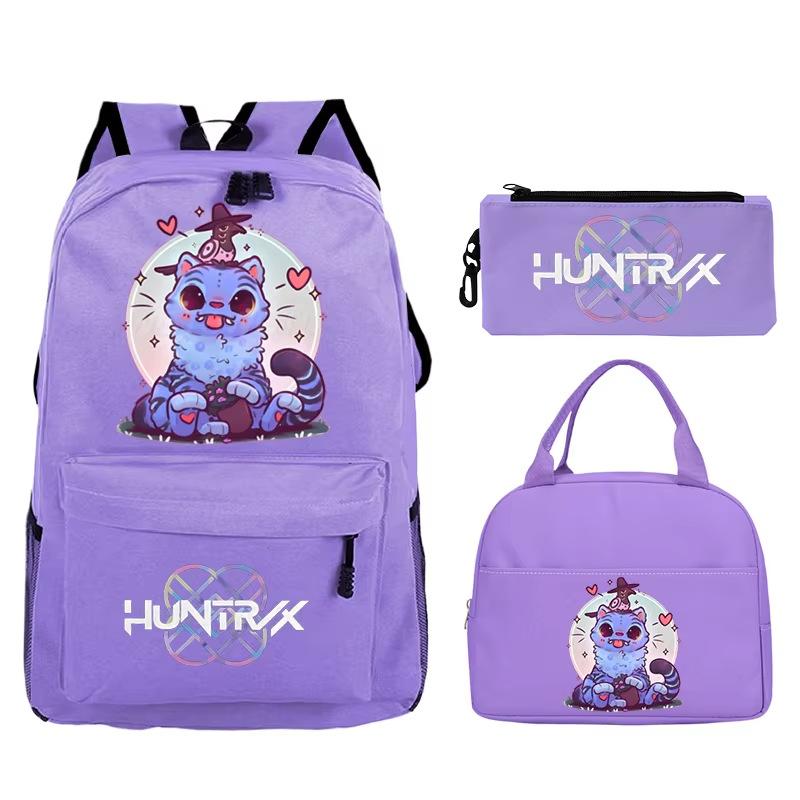 Animation Cartoon Printing Student Trend Large Capacity Backpack Casual School Bag Meal Bag Pencil Bag Three-piece Set