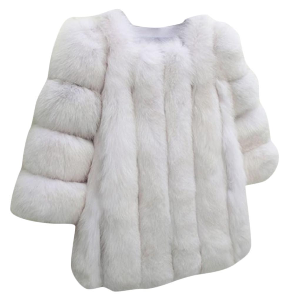 Kvinner Plus Size Kort Faux Coat Varm ry Jakke Langermet Yttertøy