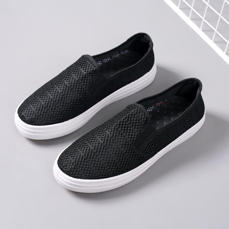 Dam Canvas Slip-On Skor med Låg Profil - Trendiga, Casual, Flatsulade, Mångsidiga Pekingstil