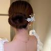 Chinese Style Vintage Hairpin Elegant Flower Vine Jade Stone Hair Stick Hanfu Cheongsam Evening Dress Hair Decor Accessories