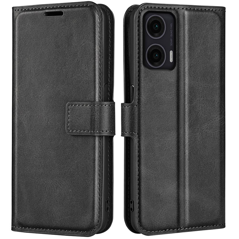 

Для Motorola Moto G35 5G Чохол-підставка Захист від подряпин Шкіряний чохол для телефону з текстурою телячої шкіри Black