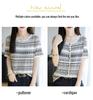 Women's Bamboo Linen Fair Isle Stripe Knit Round Neck Short Sleeve Loose Top
