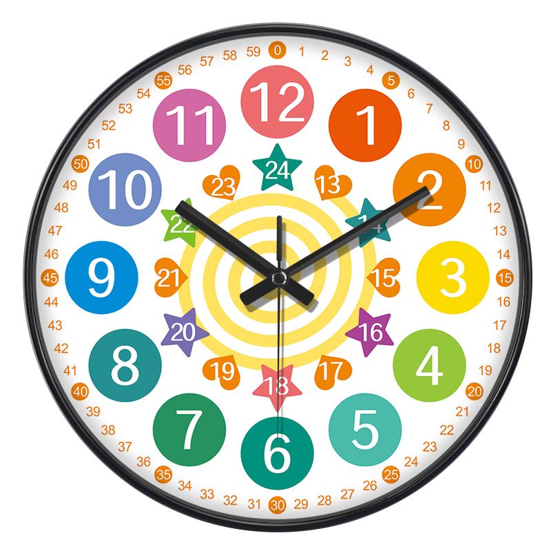 New Early Education Wall Clock For Living Room Home Bedroom Children's Room Non Ticking Silent Non Ticking Wall Hanging Clock