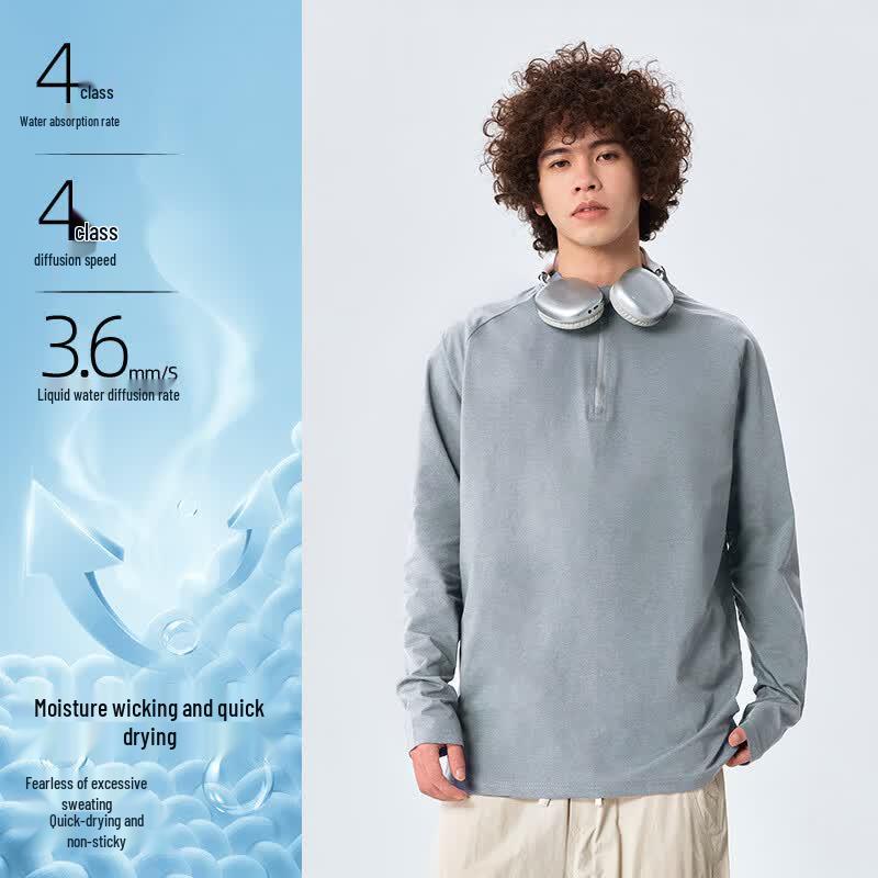 Warrior Men's Quick-Dry Half-Zip Long Sleeve T-Shirt