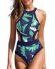 European & American Sexy Backless Printed One-Piece Cut-Out Bikini Swimsuit for Women 2025