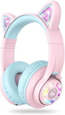 Słuchawki iClever Kids Bluetooth Słuchawki dla dzieci z diodami LED i limitem głośności, czas odtwarzania 45 godzin, mikrofon do BTH13