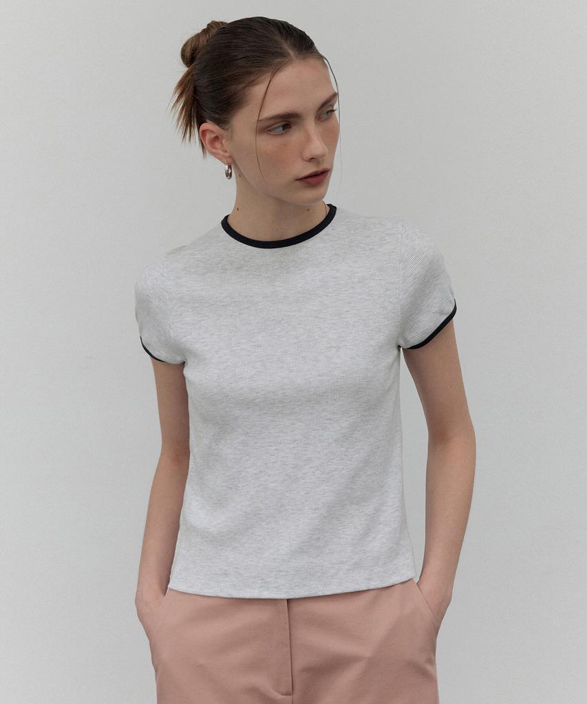 CITTA Everyday Comfort Ringer T-Shirt_Ctt355 (White Melange)