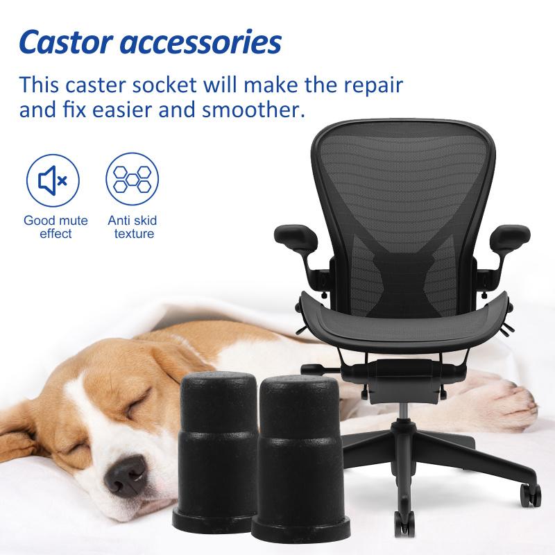 40Pcs Caster Socket Wheel Cap Furniture Casters Stem Insert Sleeve Office Chair Leg Mounting Plastic Covers Hardware Accessories
