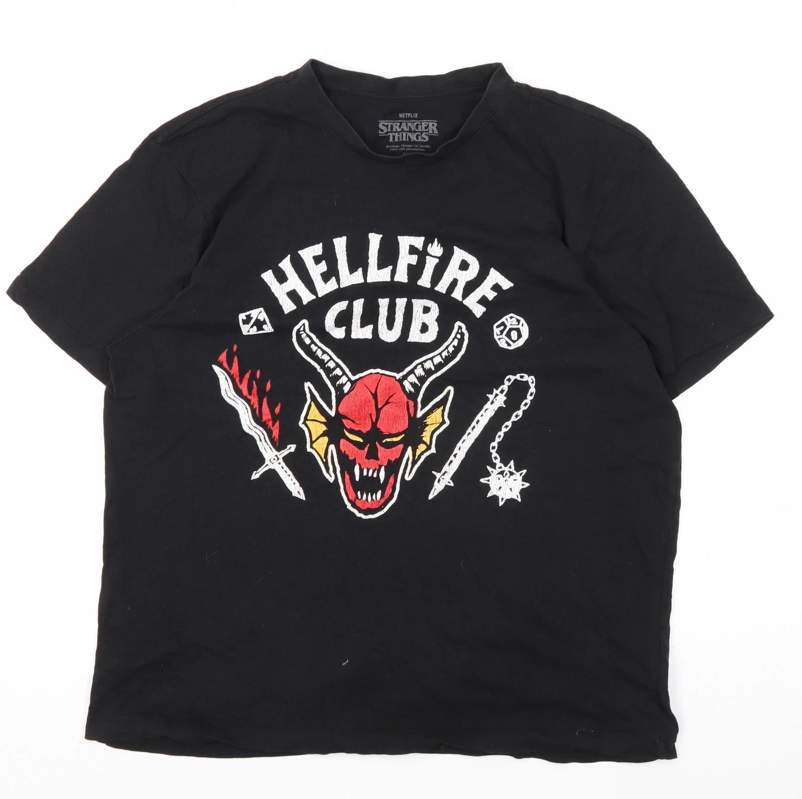 Netflix Stranger Things 2XL Black Hellfire T-Shirt Unisex XL