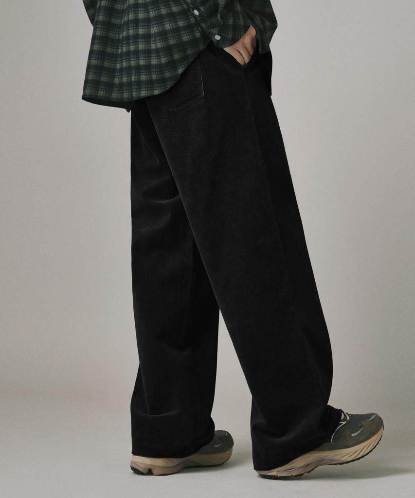 Beodeonteu Basic Wide Corduroy Elastic Pants [Black]